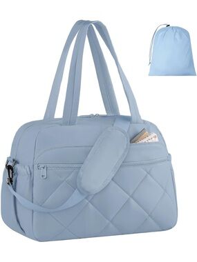 Quilted blue Duffle Tote Bag